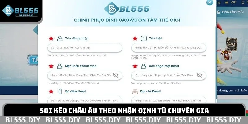 Đăng ký giải trí tại BL555 hoàn toàn miễn phí